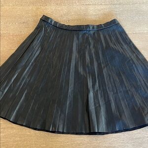 J. Crew Pleated faux Leather Skirt in black